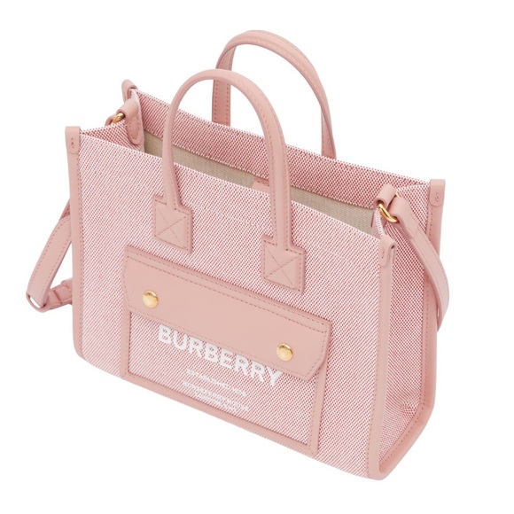 Burberry Mini Freya Horseferry Logo Canvas and Leather tote, NEW - Picture 7 of 17